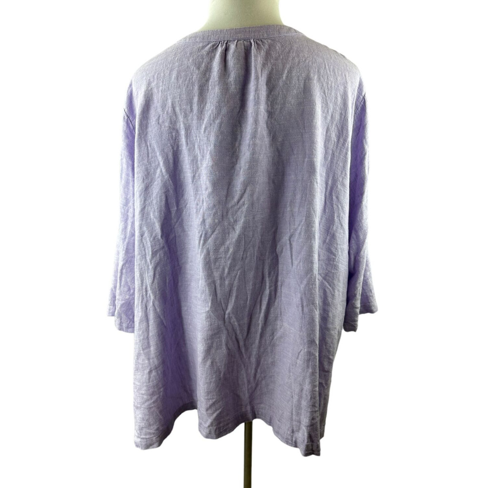 NWT Catherines Linen Blend Tunic Top Lagonlook Light Purple Womens Plus Size 4X - Picture 7 of 8